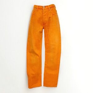 VINTAGE HELMUT LANG ORANGE DENIM HIGH WAISTED STRAIGHT LEG CROP JEANS
